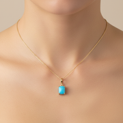 CMA00368TQ. 14K Solid Gold Rectangular-Shaped Turquoise Charm